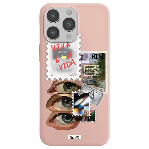 Stamp Apple iPhone 14 pro Silicone pastel pink Case