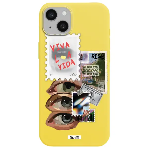 Stamp Apple iphone 15 plus Silicone canary yellow Case