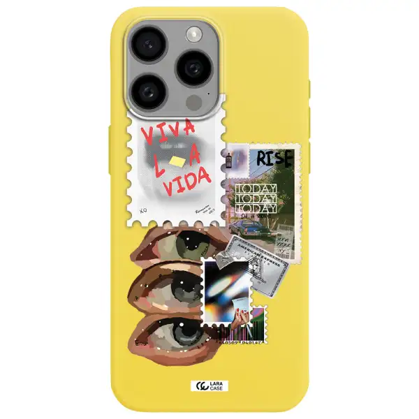 Stamp Apple Iphone 15 Pro max Silicone canary yellow Case
