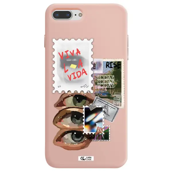 Stamp Apple iPhone 8 plus Silicone pastel pink Case