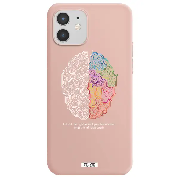 Brain Apple iPhone 12 Silicone pastel pink Case