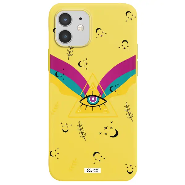 One-Eyed Pyramid Apple iPhone 12 Silicone canary yellow Case