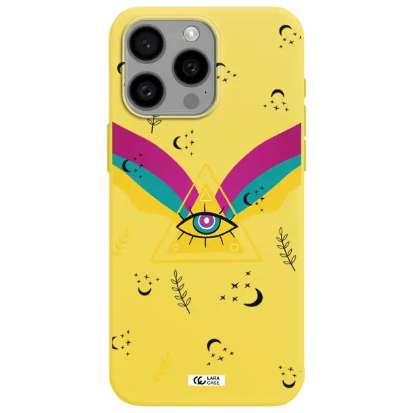 One-Eyed Pyramid Apple Iphone 15 Pro max Silicone canary yellow Case