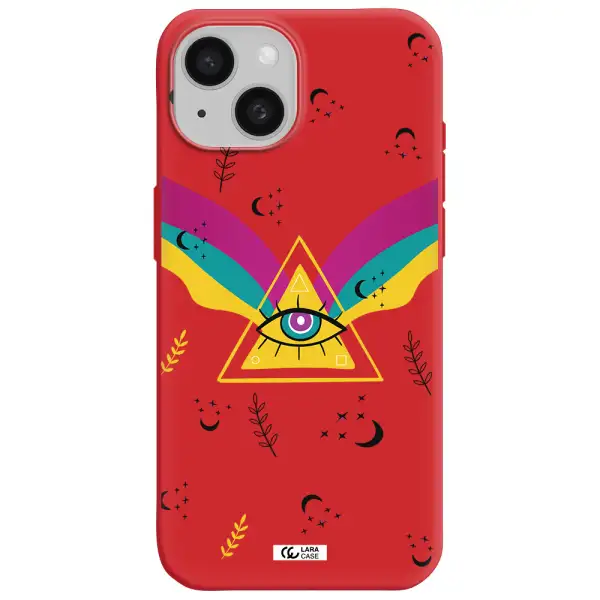 One-Eyed Pyramid Apple Iphone 15 Silicone Imperial Red Case
