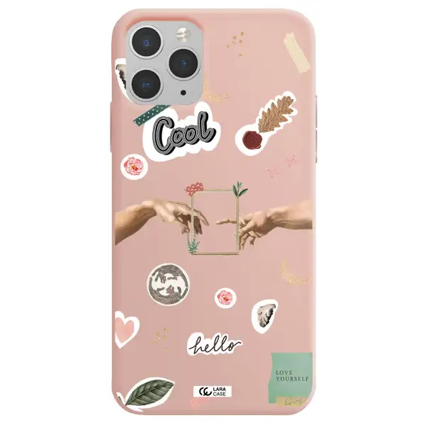 Creation Of Adam Apple iPhone 11 pro Silicone pastel pink Case