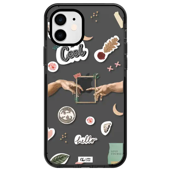 Creation Of Adam Apple iPhone 12 impact Smoke Black Case