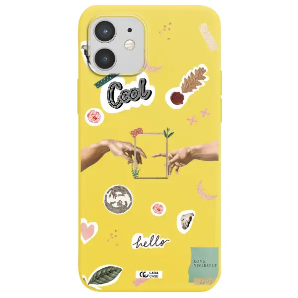 Creation Of Adam Apple iPhone 12 mini Silicone canary yellow Case