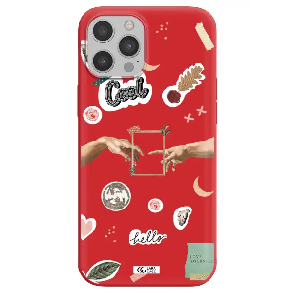 Creation Of Adam Apple iPhone 12 pro Silicone Imperial Red Case