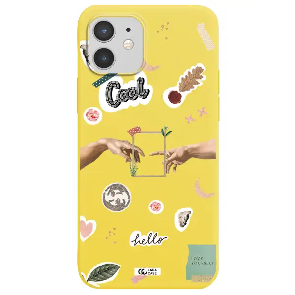 Creation Of Adam Apple iPhone 12 Silicone canary yellow Case