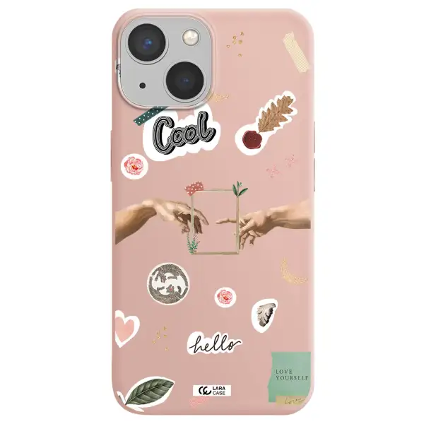 Creation Of Adam Apple iPhone 13 Silicone pastel pink Case