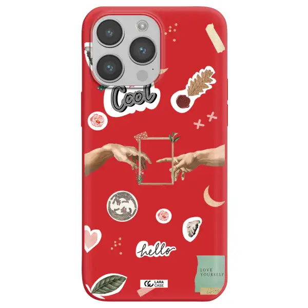 Creation Of Adam Apple iPhone 14 pro Silicone Imperial Red Case