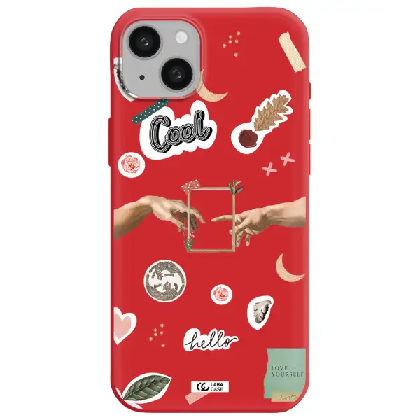 Creation Of Adam Apple iphone 15 plus Silicone Imperial Red Case