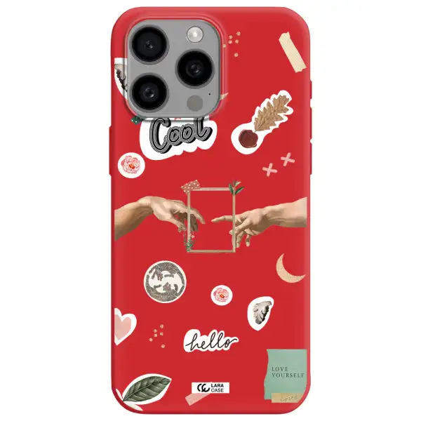 Creation Of Adam Apple Iphone 15 Pro Max Silicone Imperial Red Case