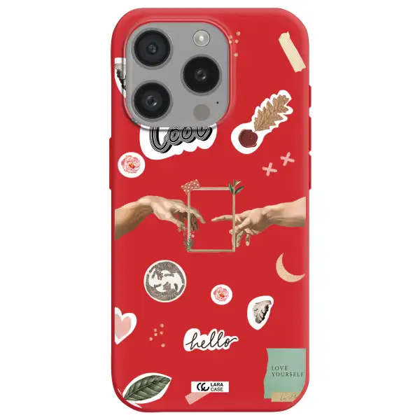 Creation Of Adam Apple Iphone 15 Pro Silicone Imperial Red Case