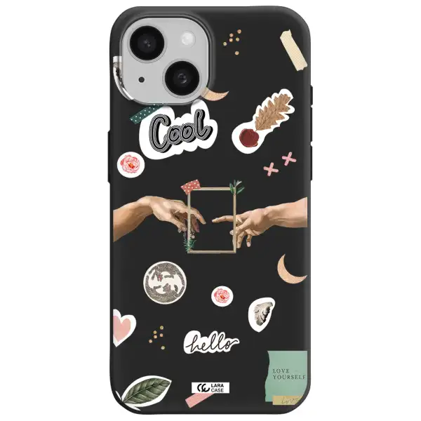 Creation Of Adam Apple iPhone 15 Silicone black Case