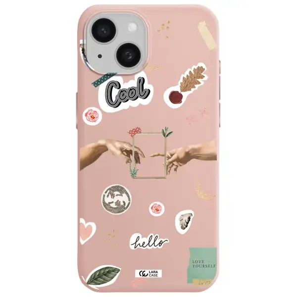Creation Of Adam Apple Iphone 15 Silicone Pastel Pink Case
