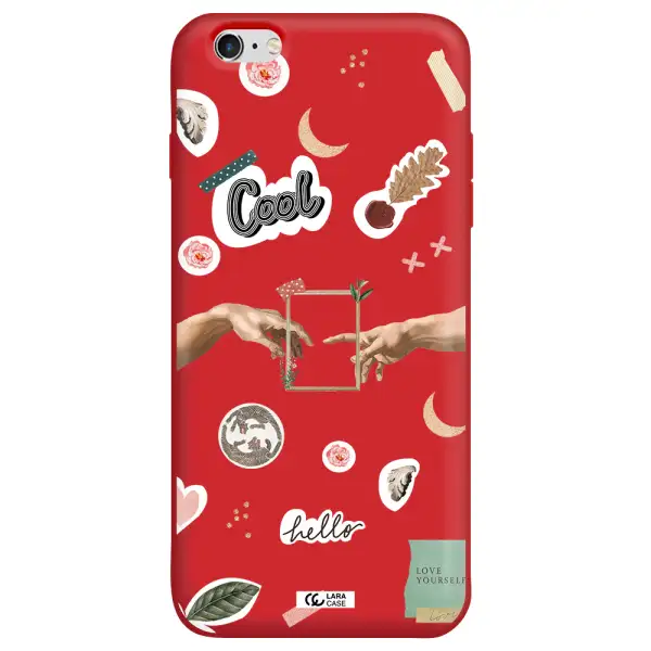 Creation Of Adam Apple iPhone 6 s plus Silicone Imperial Red Case