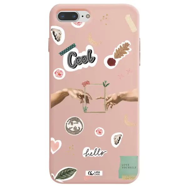 Creation Of Adam Apple iPhone 8 plus Silicone pastel pink Case