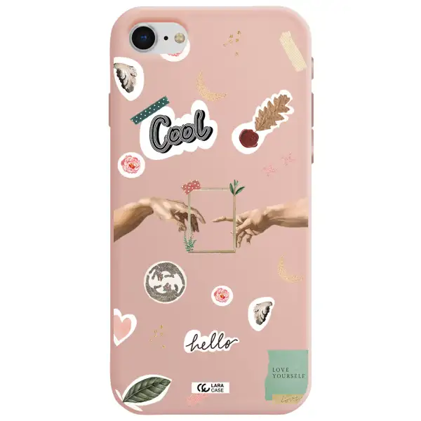 Creation Of Adam Apple iPhone se 2020 Silicone pastel pink Case