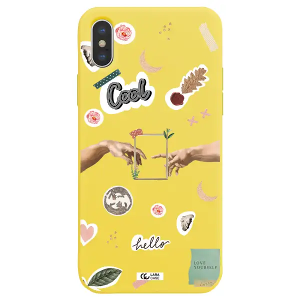 Creation Of Adam Apple iPhone X Silicone canary yellow Case