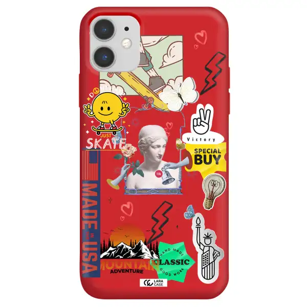 Usa Symbols Apple iPhone 11 Silicone Imperial Red Case