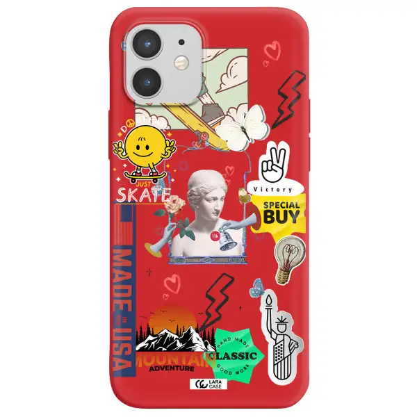 Usa Symbols Apple iPhone 12 Silicone Imperial Red Case