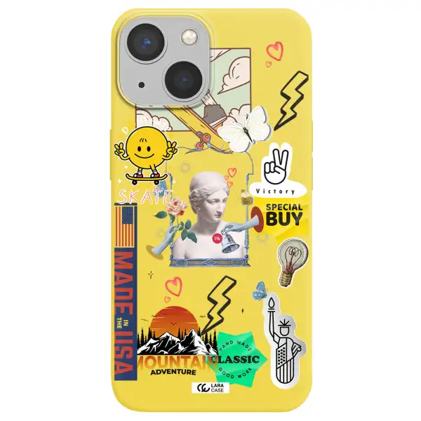 Usa Symbols Apple iPhone 13 mini Silicone canary yellow Case
