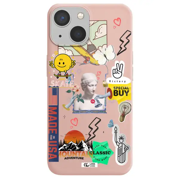 Usa Symbols Apple iPhone 13 Silicone pastel pink Case