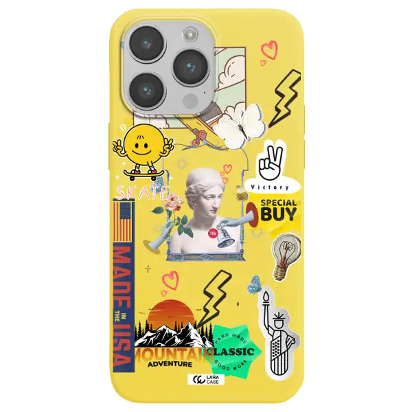 Usa Symbols Apple iPhone 14 pro max Silicone canary yellow Case