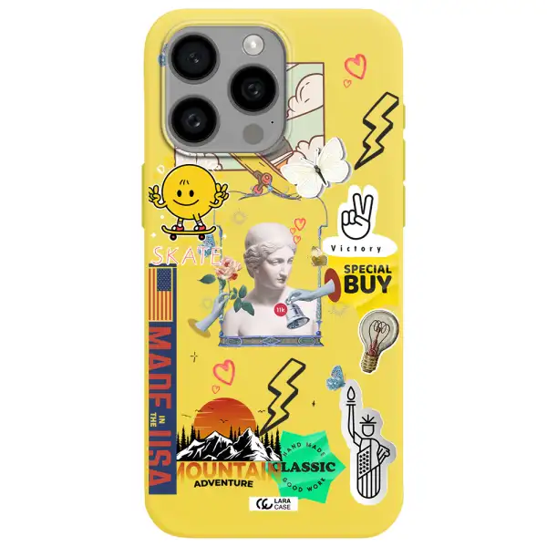 Usa Symbols Apple Iphone 15 Pro max Silicone canary yellow Case