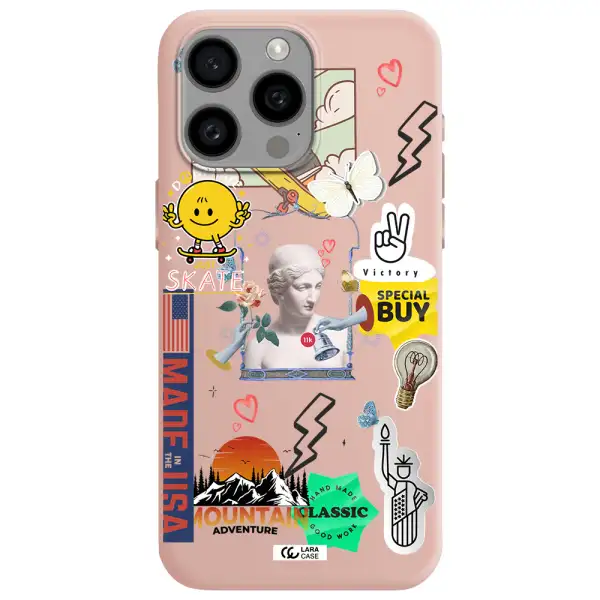 Usa Symbols Apple Iphone 15 Pro max Silicone pastel pink Case