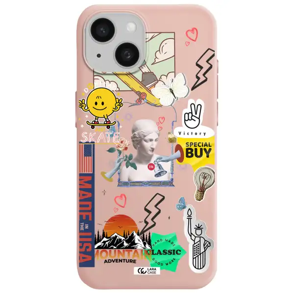 Usa Symbols Apple Iphone 15 Silicone Pastel Pink Case