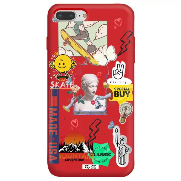 Usa Symbols Apple iPhone 7 plus Silicone Imperial Red Case