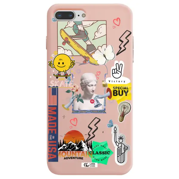 Usa Symbols Apple iPhone 7 plus Silicone pastel pink Case