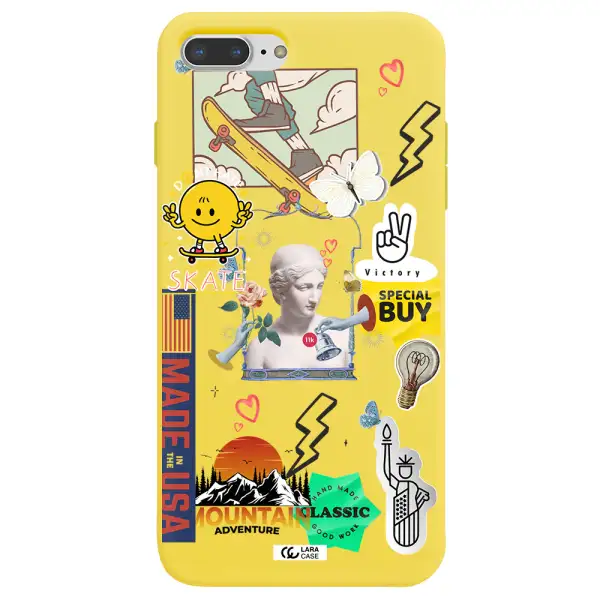 Usa Symbols Apple iPhone 8 plus Silicone canary yellow Case