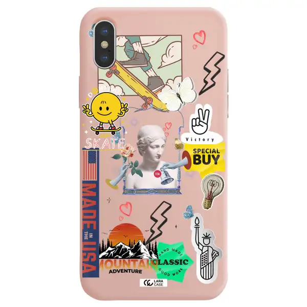 Usa Symbols Apple iPhone XS Silicone pastel pink Case