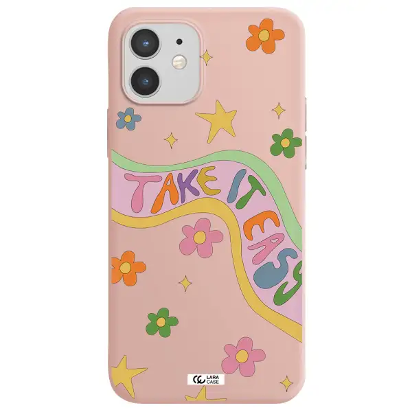 Take It Easy Apple iPhone 12 Silicone pastel pink Case