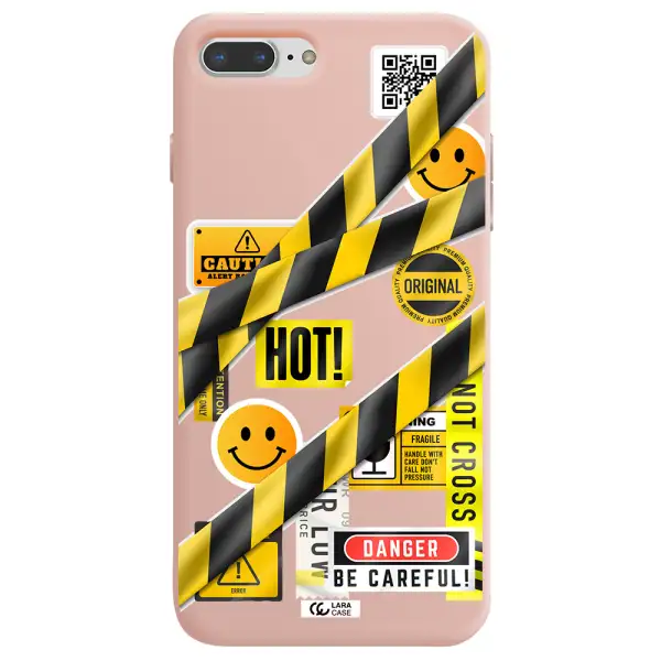 Be Careful Apple iPhone 8 plus Silicone pastel pink Case