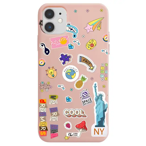 Stickers Apple iPhone 11 Silicone pastel pink Case