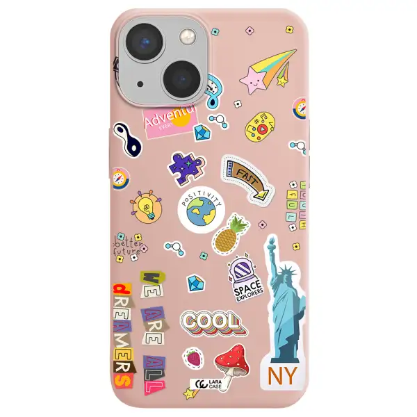 Stickers Apple iPhone 13 mini Silicone pastel pink Case