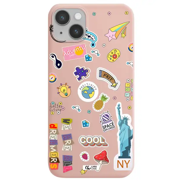 Stickers Apple iPhone 14 Silicone pastel pink Case
