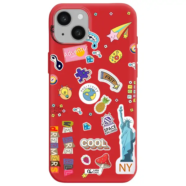Stickers Apple iphone 15 plus Silicone Imperial Red Case