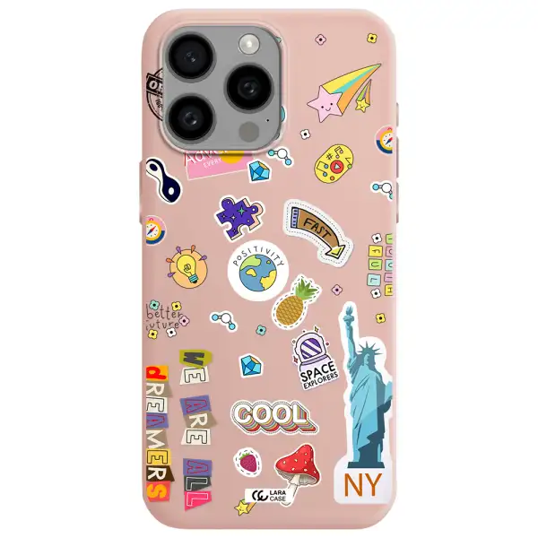 Stickers Apple Iphone 15 Pro max Silicone pastel pink Case