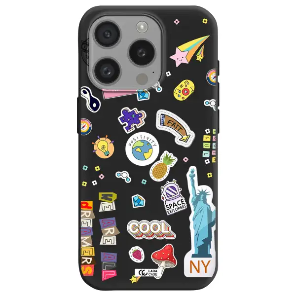 Stickers Apple Iphone 15 Pro Silicone Black Case