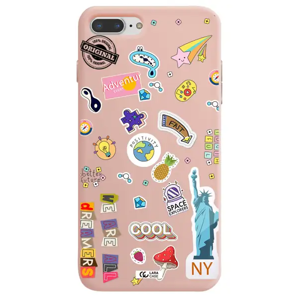 Stickers Apple iPhone 8 plus Silicone pastel pink Case