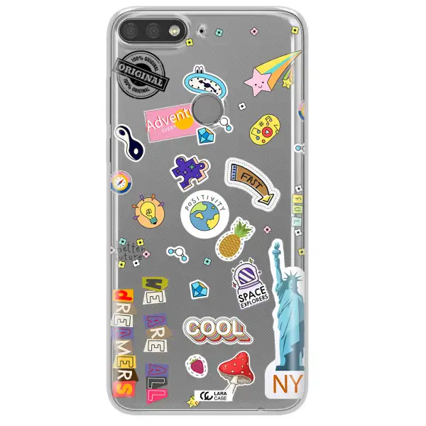 Stickers Huawei Y7 Prime 2018 Clear TPU Case