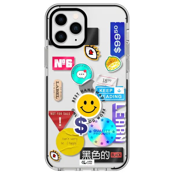 Happy Stıckers Apple iPhone 11 pro max impact black border Case