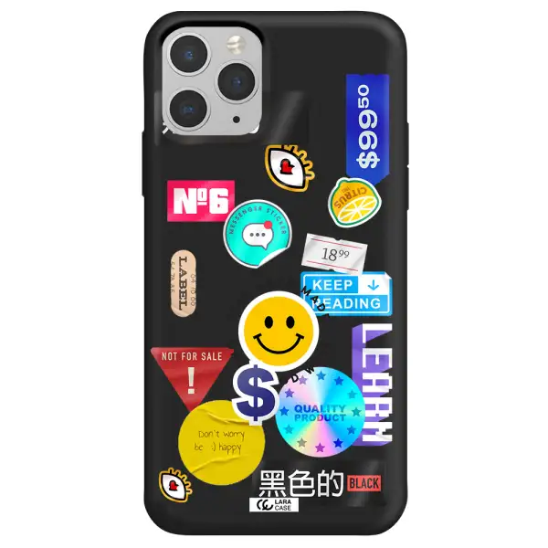 Happy Stıckers Apple iPhone 11 pro max Silicone black Case