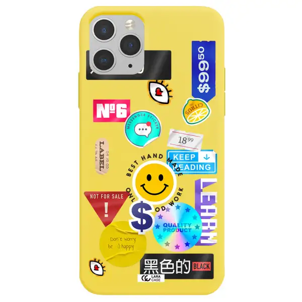 Happy Stıckers Apple iPhone 11 pro Silicone canary yellow Case