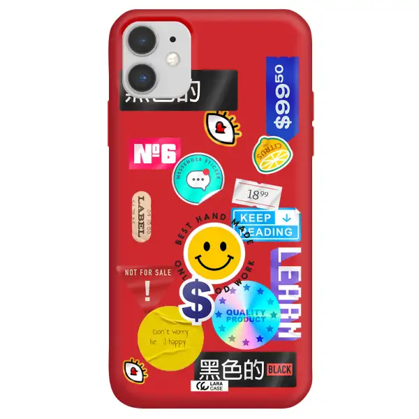 Happy Stıckers Apple iPhone 11 Silicone Imperial Red Case